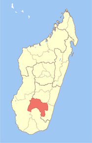 Harta regiunii Ihorombe în cadrul Madagascarului
