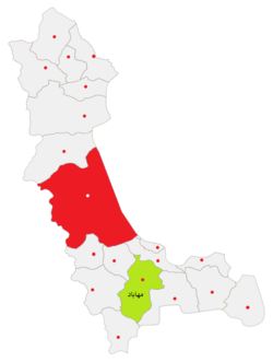 Location of Mahabad County in صوبہ آذربائیجان غربی.