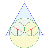 Idem, avec deux cercles tangents intérieurement au troisième.