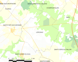 Mapa obce Lorignac