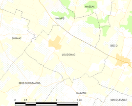 Mapa obce Louzignac