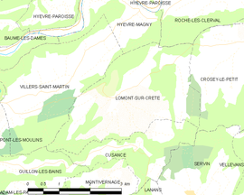 Mapa obce Lomont-sur-Crête