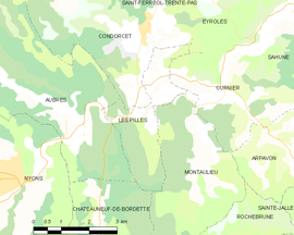 Mapa obce Les Pilles