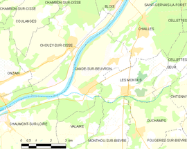 Mapa obce Candé-sur-Beuvron