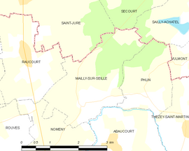 Mapa obce Mailly-sur-Seille