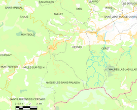 Mapa obce Reynès