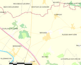 Mapa obce Sergines
