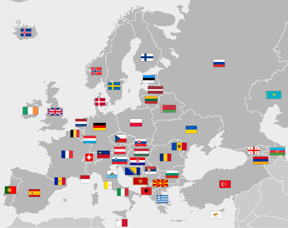 File:Map of Europe with flags.svg