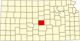 Locatie van Rice County in Kansas