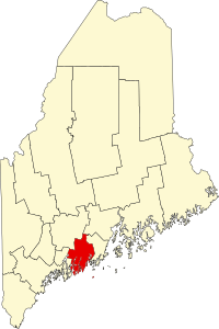 Map of Mejn highlighting Lincoln County