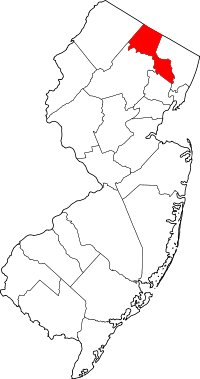 Округ Пассейк на мапі штату Нью-Джерсі highlighting