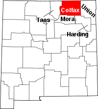 Округ Колфакс на мапі штату Нью-Мексико highlighting