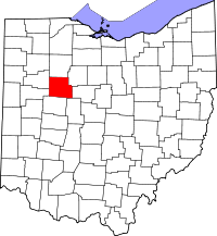 Locatie van Hardin County in Ohio