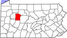 Map of Pennsylvania highlighting Jefferson County.svg