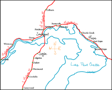 The highways and cities on the northern end of Lake Pend Oreille