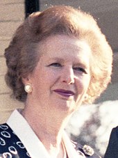 Prime Minister Margaret Thatcher pictured in 1987 Margaret Thatcher (1987).jpg
