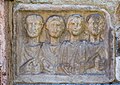 English: Roman stone relief with two couples, citizens of the Roman Empire (CSIR II/2,161) Deutsch: Nischenportraitgrabstein mit den Reliefbüsten zweier Ehepaare, Bürger des Römischen Reiches (CSIR II/2,161)