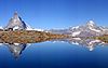 Matterhorn (4478m, left) and Dent Blanche (4357m) on the right. Photo taken from near Gornergrat, Switzerland.