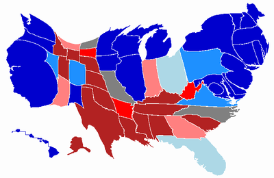Obama vs. McCain (elektorarányos térkép)