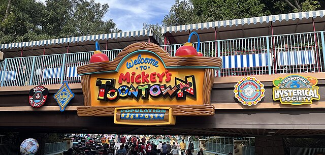 The Mickey's Toontown sign at Disneyland