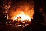 The Minneapolis Police's 3rd Precinct being burned down by protesters