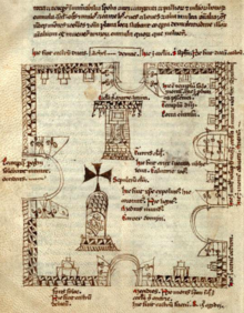 A 13th century diagram of Jerusalem in a square shape