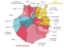 Municipalities of Gran Canaria Municipios y zonas de Gran Canaria.svg