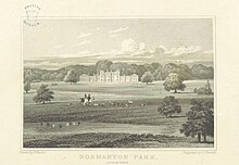 This 1818 print shows Normanton Hall and, to the right, the church before its rebuilding Neale(1818) p3.306 - Normanton Park (South View).jpg