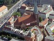 Aerial view of the Nikolaikirche in the Nikolaiviertel