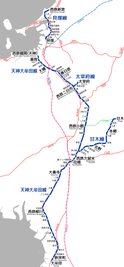 Nishi-Nippon-rautateiden linjakartta