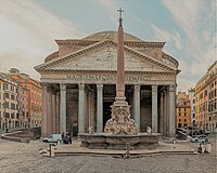 The obelisk in front of the Pantheon