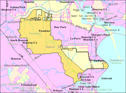 Map of Pasadena, Texas