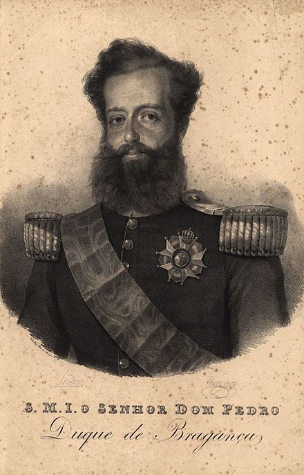 Pedro, Duke of Braganza, at age 35, 1833. After their invasion of Portugal, he and his soldiers swore not to shave their beards until Maria II was restored.[177]