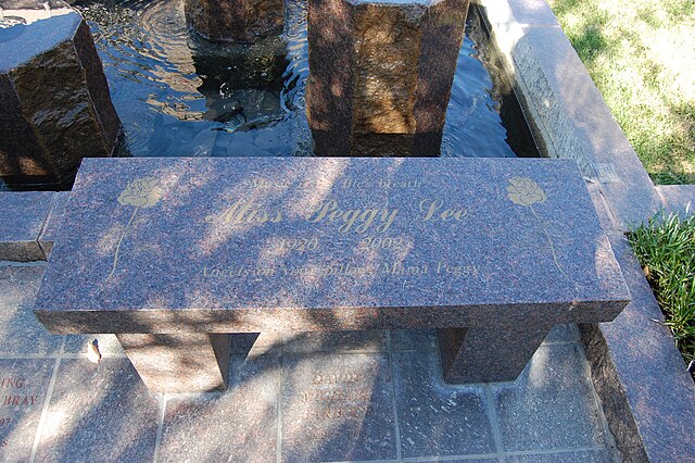 The Peggy Lee bench-style burial monument