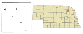 Pierce County Nebraska Incorporated and Unincorporated areas Plainview Highlighted.svg