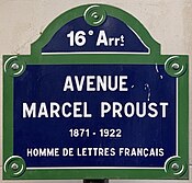 Plaque Avenue Marcel Proust - Paris XVI (FR75) - 2021-08-18 - 1.jpg