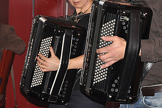 Playing accordions, duo