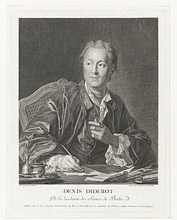 Portret van Denis Diderot aan zijn schrijftafel Denis Diderot (titel op object), RP-P-OB-63.792