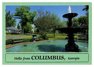 Postcard of Fountains on Broadway Ave. in Columbus, GA