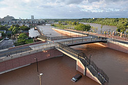 Orkanen Irene svämmade över floden Raritan i New Brunswick, New Jersey