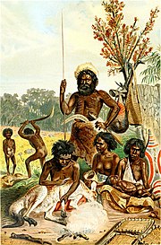 Aboriginal Australians, from Ridpath's Universal History Ridpath's Universal history - an account of the origin, primitive condition and ethnic development of the great races of mankind, and of the principal events in the evolution and progress of the (14583949599).jpg