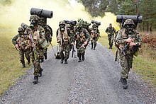 A squad of Romanian Land Forces soldiers with CBRN gear during a military exercise Romania Best Squad - Day 2 (22172910039).jpg