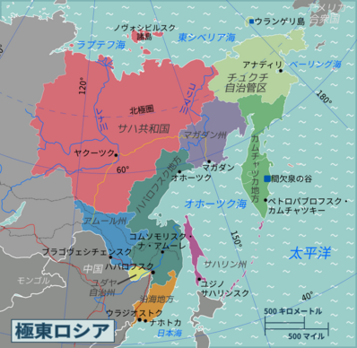 極東ロシアの地図