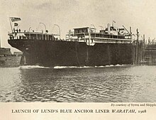 Waratah being launched, September 1908 SS Waratah launch.jpg