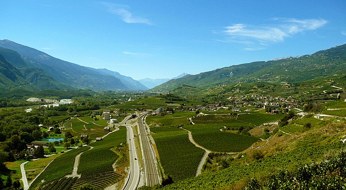 Rhone valley near Salquenen (Valais Alps)