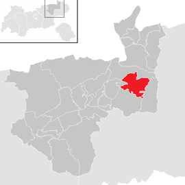 Poloha obce Scheffau am Wilden Kaiser  v okrese Kufstein (klikacia mapa)