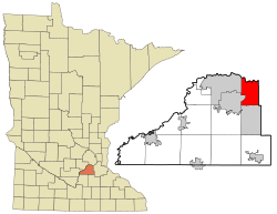 Location of the city of Savage within Scott County, Minnesota
