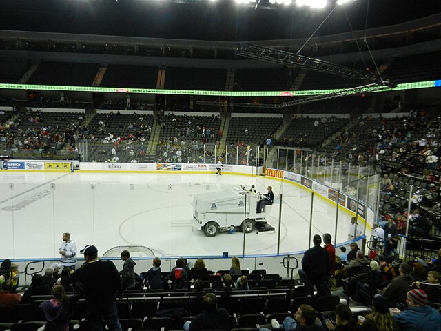 The ice surface set up for a hockey game