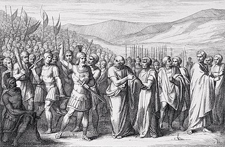 The Secession of the People to the Mons Sacer, engraving by B. Barloccini, 1849