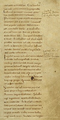 The Serments de Strasbourg, the oldest preserved text in the French language. Serments de Strasbourg.jpg